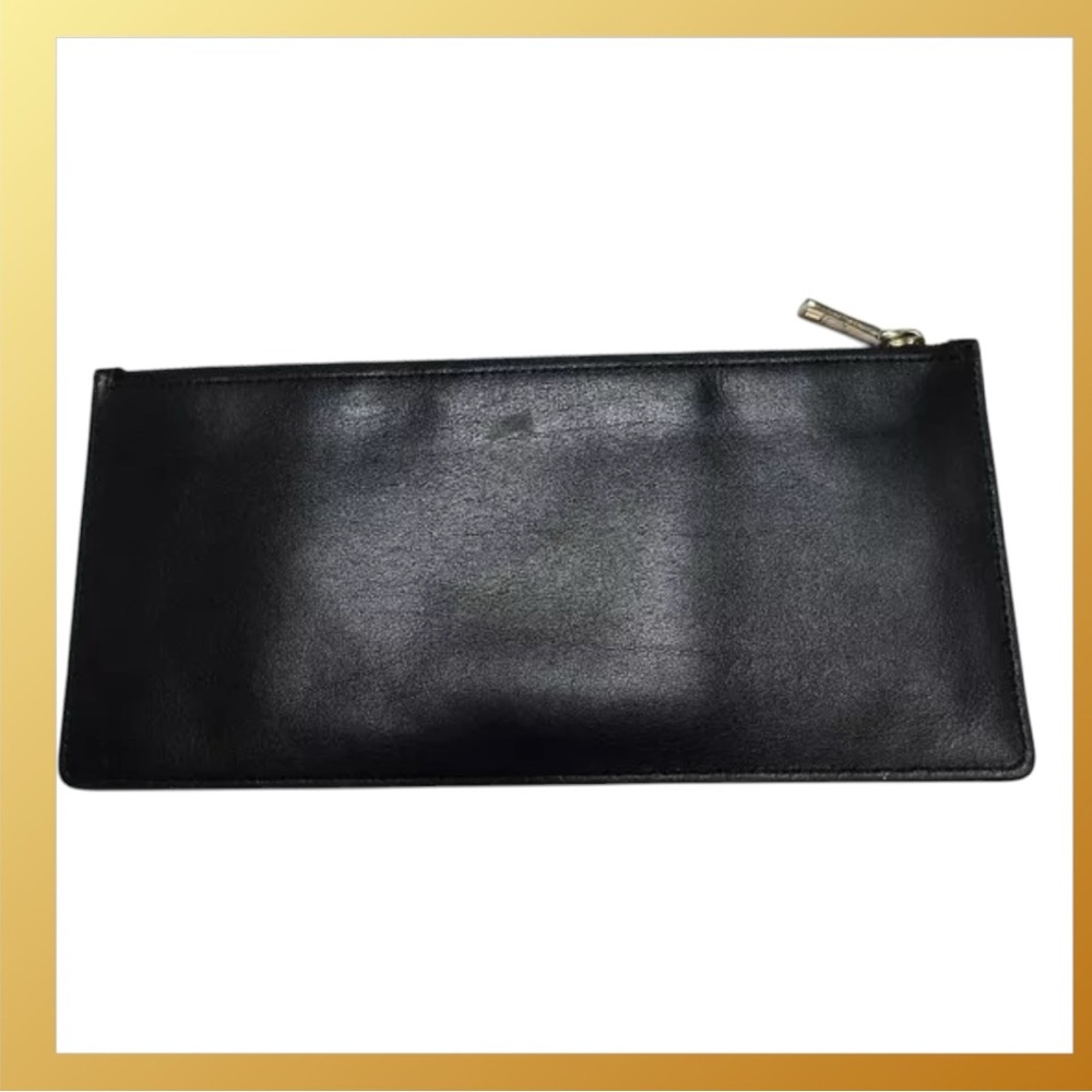 Coach Envelope 9” Clutch Leather Purse Accessory W/ Zip Zipper Black - Picture 4 of 9